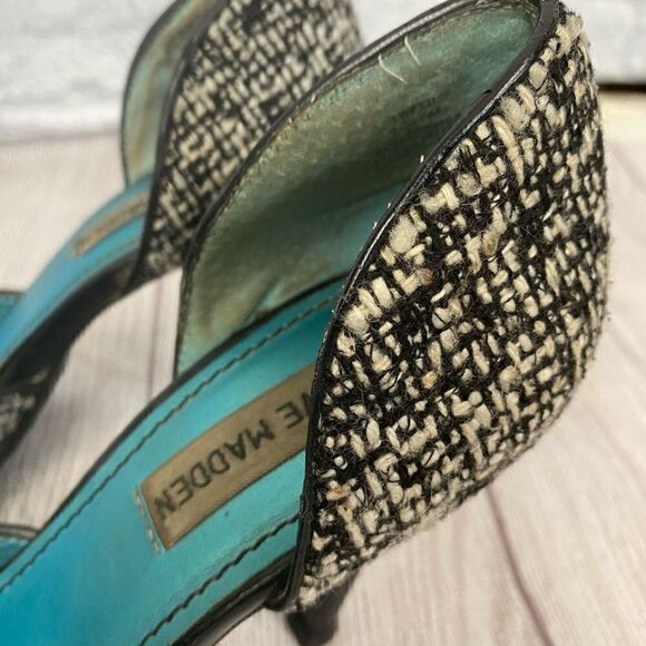 Steven madden black and white tweed open toe high heels sz 7.5 - Picture 2 of 11